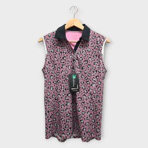Galvin Green Golf Women's Polo Shirt Mila Sleeveless (Pink/Black) - Medium